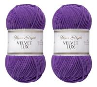 Utopia Crafts Velvet Lux Chenille Super Soft Chunky Yarn for Knitting and Crochet 2x 100g (Royal Purple)