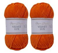 Utopia Crafts Velvet Lux Chenille Super Soft Chunky Yarn for Knitting and Crochet 2x 100g (Rusty Orange)