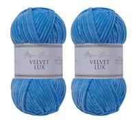 Utopia Crafts Velvet Lux Chenille Super Soft Chunky Yarn for Knitting and Crochet 2x 100g (Sky Blue)