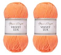 Utopia Crafts Velvet Lux Chenille Super Soft Chunky Yarn for Knitting and Crochet 2x 100g (Soft Peach)