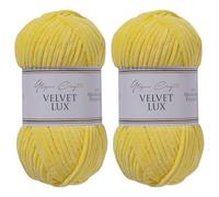 Utopia Crafts Velvet Lux Chenille Super Soft Chunky Yarn for Knitting and Crochet 2x 100g (Sun Yellow)