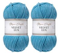Utopia Crafts Velvet Lux Chenille Super Soft Chunky Yarn for Knitting and Crochet 2x 100g (Turquoise Blue)