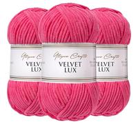 Utopia Crafts Velvet Lux Chenille Super Soft Chunky Yarn for Knitting and Crochet 3x 100g (Bubblegum Pink)