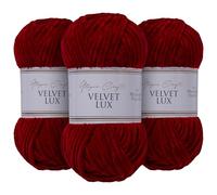 Utopia Crafts Velvet Lux Chenille Super Soft Chunky Yarn for Knitting and Crochet 3x 100g (Dark Scarlet)