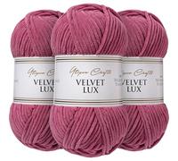 Utopia Crafts Velvet Lux Chenille Super Soft Chunky Yarn for Knitting and Crochet 3x 100g (Dusty Rose)