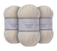 Utopia Crafts Velvet Lux Chenille Super Soft Chunky Yarn for Knitting and Crochet 3x 100g (Ivory)
