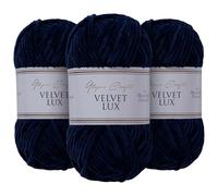 Utopia Crafts Velvet Lux Chenille Super Soft Chunky Yarn for Knitting and Crochet 3x 100g (Midnight Blue)