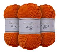 Utopia Crafts Velvet Lux Chenille Super Soft Chunky Yarn for Knitting and Crochet 3x 100g (Rusty Orange)