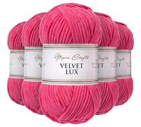 Utopia Crafts Velvet Lux Chenille Super Soft Chunky Yarn for Knitting and Crochet 5x 100g (Bubblegum Pink)
