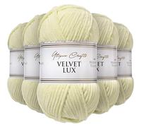 Utopia Crafts Velvet Lux Chenille Super Soft Chunky Yarn for Knitting and Crochet 5x 100g (Pale Lemon)