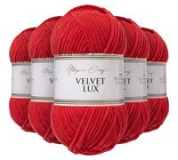 Utopia Crafts Velvet Lux Chenille Super Soft Chunky Yarn for Knitting and Crochet 5x 100g (Red)