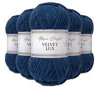 Utopia Crafts Velvet Lux Chenille Super Soft Chunky Yarn for Knitting and Crochet 5x 100g (Sovereign Midnight)
