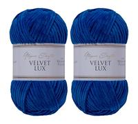 Utopia Crafts Velvet Lux Filato Chenille Vellutato - 2x100g, 220m, Super Morbido Chunky per Maglia e Uncinetto, 100% Poliestere OEKO-TEX, Coperte, Peluche & Deco (Blu Navy)