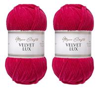 Utopia Crafts Velvet Lux Filato Chenille Vellutato - 2x100g, 220m, Super Morbido Chunky per Maglia e Uncinetto, 100% Poliestere OEKO-TEX, Coperte, Peluche & Deco (Fucsia Reale)