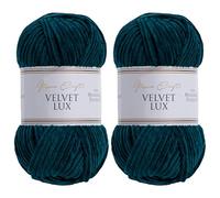 Utopia Crafts Velvet Lux - Filato di ciniglia super morbido per lavori a maglia e uncinetto, 2 confezioni da 100 g (verde petrolio)
