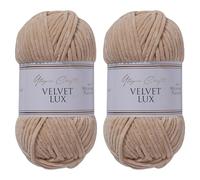 Utopia Crafts Velvet Lux - Filato di ciniglia super morbido, per lavori a maglia e uncinetto, 2 confezioni da 100 g (marrone pastello)