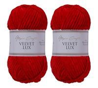 Utopia Crafts Velvet Lux - Filato di ciniglia super morbido, per lavori a maglia e uncinetto, 2 confezioni da 100 g (rosso)