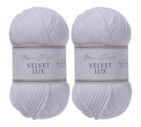 Utopia Crafts Velvet Lux - Filato di ciniglia super morbido, per lavori a maglia e uncinetto, 2 gomitoli da 100 g, colore: bianco