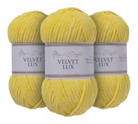 Utopia Crafts Velvet Lux - Filato di ciniglia super morbido per lavori a maglia e uncinetto, 3 confezioni da 100 g (giallo sole)