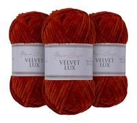 Utopia Crafts Velvet Lux - Filato di ciniglia super morbido, per lavori a maglia e uncinetto, 3 confezioni da 100 g (arancione scuro)