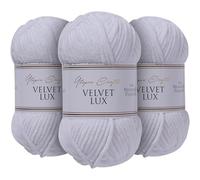 Utopia Crafts Velvet Lux - Filato di ciniglia super morbido per lavori a maglia e uncinetto, 3 confezioni da 100 g (bianco)