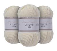 Utopia Crafts Velvet Lux - Filato di ciniglia super morbido per lavori a maglia e uncinetto, 3 confezioni da 100 g (avorio)