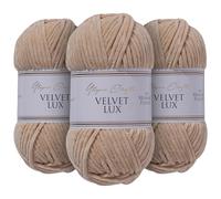 Utopia Crafts Velvet Lux - Filato di ciniglia super morbido, per lavori a maglia e uncinetto, 3 confezioni da 100 g (marrone pastello)
