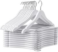 Utopia Home 20 confezioni di appendini in legno con barra per pantaloni e scanalature per le spalle, design robusto e sottile per cappotti, abiti, pantaloni e giacche, bianco