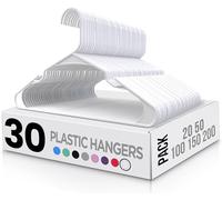 Utopia Home 30 confezioni di appendini in plastica salvaspazio, resistenti con scanalature per la spalla, bianco