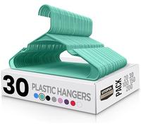 Utopia Home 30 confezioni di appendini in plastica salvaspazio, resistenti con scanalature per le spalle, Acqua