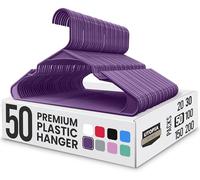 Utopia Home 50 confezioni di appendini in plastica salvaspazio, resistenti con scanalature per la spalla, viola