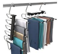 Utopia Home - Appendiabiti salvaspazio per pantaloni, per vestiti, sciarpe, pantaloni e gonne, con gancio in acciaio inox tipo S e design antiscivolo, confezione da 2, nero