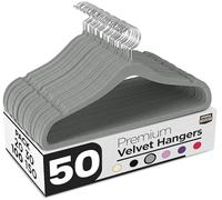 Utopia Home Appendini in velluto - grucce appendiabiti, appendini armadio per camicie, giacche e abiti, Antiscivolo e resistente (Grigio, confezione da 50)