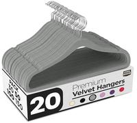 Utopia Home Appendini in velluto - grucce appendiabiti, appendini armadio per camicie, giacche e abiti, Antiscivolo e resistente (Grigio, Confezione da 20)