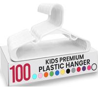 Utopia Home, Confezione da 100 grucce per bambini, in plastica, da 29 cm, per armadio, per vestiti e neonati, per uso quotidiano (bianco)