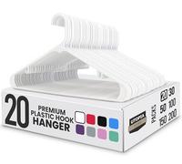 Utopia Home, confezione da 20 grucce di plastica, con ganci, resistenti e salvaspazio, bianco
