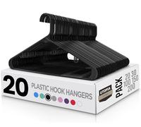 Utopia Home Confezione da 20 grucce in plastica, appendiabiti con ganci, grucce per gonne, resistenti e salvaspazio, per cappotti, gonne, pantaloni, vestiti, ecc.