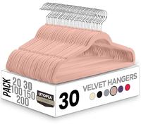 Utopia Home, Confezione da 30 grucce in velluto, antiscivolo, rosa, con ganci girevoli a 360 gradi, resistenti, appendiabiti per pantaloni e cappotti