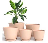 Utopia Home Confezione da 5 vasi 18/17/15/13/12 cm Fioriera con sottovaso Per cucina, balcone, piante da giardino, vasi da vivaio per interni Rosa.