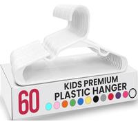 Utopia Home, Confezione da 60 grucce per armadio, per vestiti da bambini e neonati, in plastica, da 29,9 cm, per uso quotidiano (bianco)