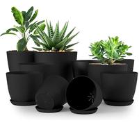 Utopia Home Fioriere in plastica, vasi per fiori e vivai, per interni, moderni, decorativi, per piante, piante grasse, fiori e cactus (confezione da 10, multidimensione, nero)
