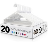 Utopia Home Grucce in plastica, confezione da 20 pezzi, appendiabiti con ganci, resistenti e salvaspazio, grucce bianche resistenti per cappotti, gonne, pantaloni, vestiti, ecc.