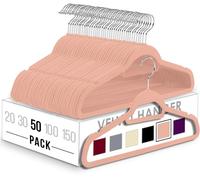 Utopia Home Grucce in Velluto Antiscivolo - Appendini Resistenti con Fermacravatte, Salvaspazio e Ultra Sottili, Ideali per Giacche, Cappotti e Maglioni (Rosa, Set da 50)