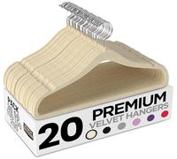 Utopia Home - Grucce in velluto - Antiscivolo e resistenti con barra per cravatte - Grucce salvaspazio per camicie, giacche e vestiti (Avorio, Confezione da 20)