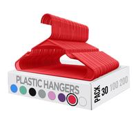 Utopia Home Grucce per Vestiti Confezione da 30 - Grucce in Plastica Salvaspazio - Grucce Resistenti con Scanalature per Spalle (Rosso)