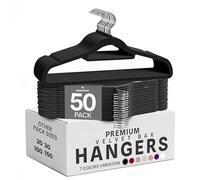 Utopia Home Grucce Velluto con barra cravatte (Nero, Set da 50)