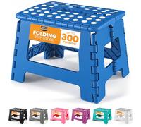 Utopia Home Sgabello pieghevole da 9 pollici, superficie antiscivolo per bambini e adulti, sgabello pieghevole con maniglia, capacità di carico di 300 libbre, confezione da 1, Blu