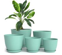 Utopia Home Vasi per piante da interni con drenaggio, 17,2 cm, 17,7 cm, 15,3 cm, 12,2 cm, 5 fioriere in plastica, ideali per riempire la calza o decorazioni natalizie per la casa, azzurro acqua