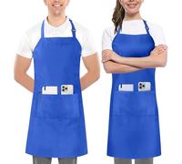 Utopia Kitchen 2 Pezzi Grembiule cucina per uomini e donne - regolabile 2 tasche Cuoco Grembiule con nastri lunghi per barbecue, ristoranti, caffetterie e giardinaggio, Blu