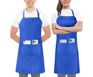 Utopia Kitchen 2 Pezzi Grembiule cucina per uomini e donne - regolabile 2 tasche Cuoco Grembiule con nastri lunghi per barbecue, ristoranti, caffetterie e giardinaggio, Blu